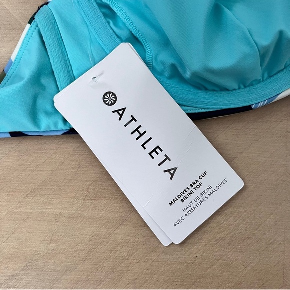 Athleta Maldives Bra Cup Bikini Top Size 36 B/C Floral High Neck Underwire - Picture 6 of 8